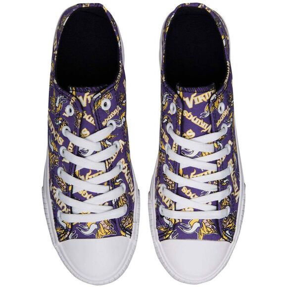 Minnesota Vikings Women's Low Top Repeat Print Canvas Shoes - Picture 3 of 3